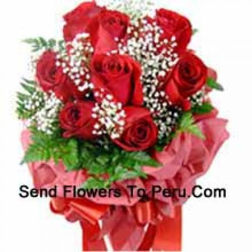 10 Wrapped Red Roses