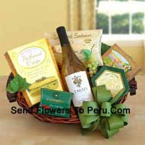 Elegant White Wine and Snack Basket